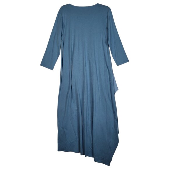 Soft Surroundings Dress Women's Medium Blue Asymmetric Flowy Long Sleeve Classic - Picture 2 of 9